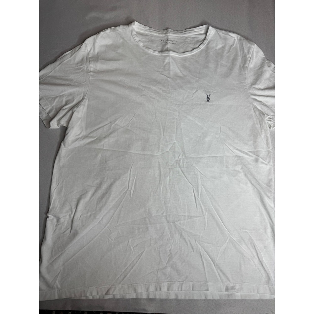 AllSaints Tonic Crew T-Shirt Mens XL White Ramskull Logo Short Sleeve Cotton Tee